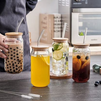 Gobelet verre & couvercle bambou 500ML