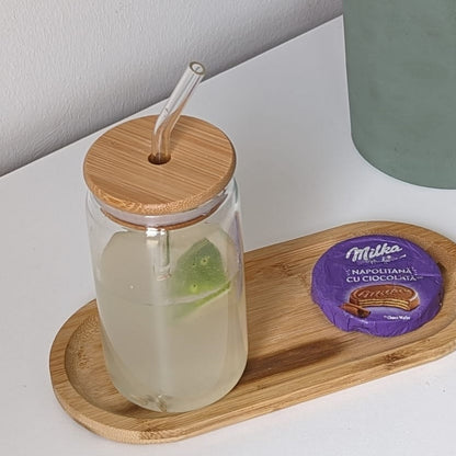 Gobelet verre & couvercle bambou 500ML