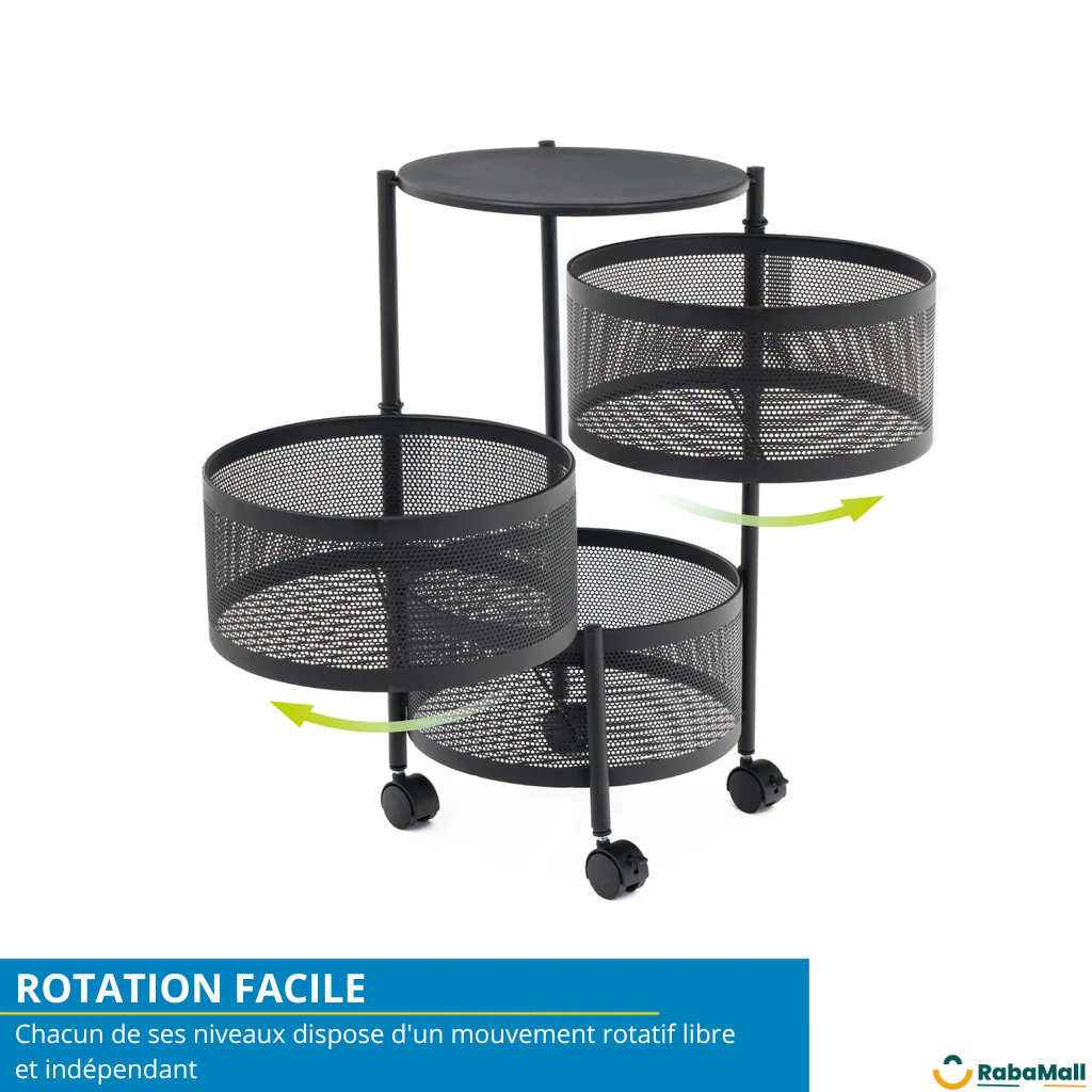 Étagère rotative multifonctionnelle à 3 niveaux