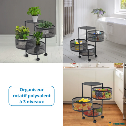 Étagère rotative multifonctionnelle à 3 niveaux