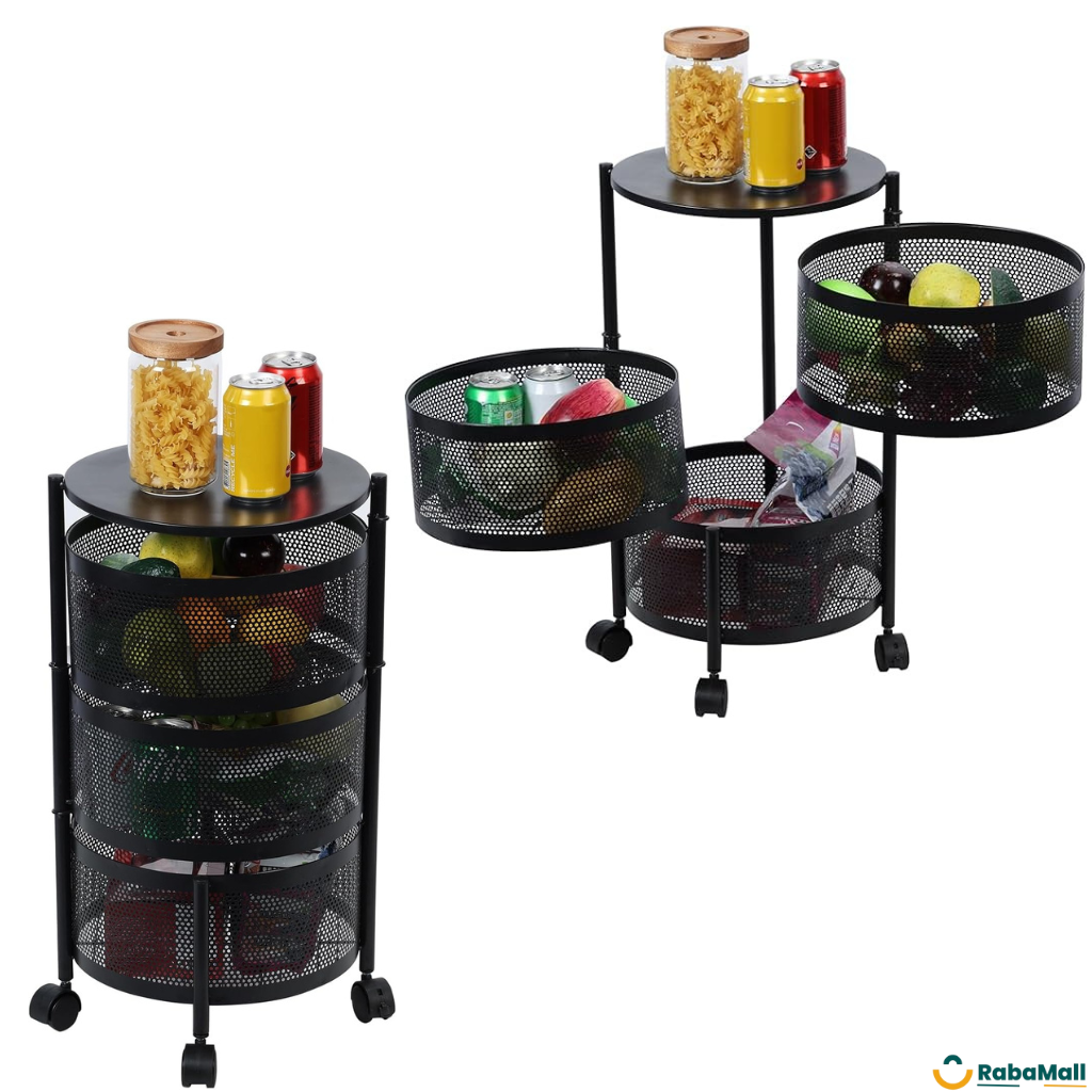 Étagère rotative multifonctionnelle à 3 niveaux