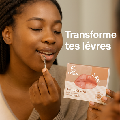 💋 ESTELIN – Coffret 3-en-1 Soin des Lèvres au Café
